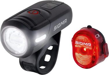 Комплект велосипедних LED фар SIGMA Aura45/Nugget II, 45/15 Люкс, акумуляторні, водозахищені, легкий монтаж, передня та задня фара