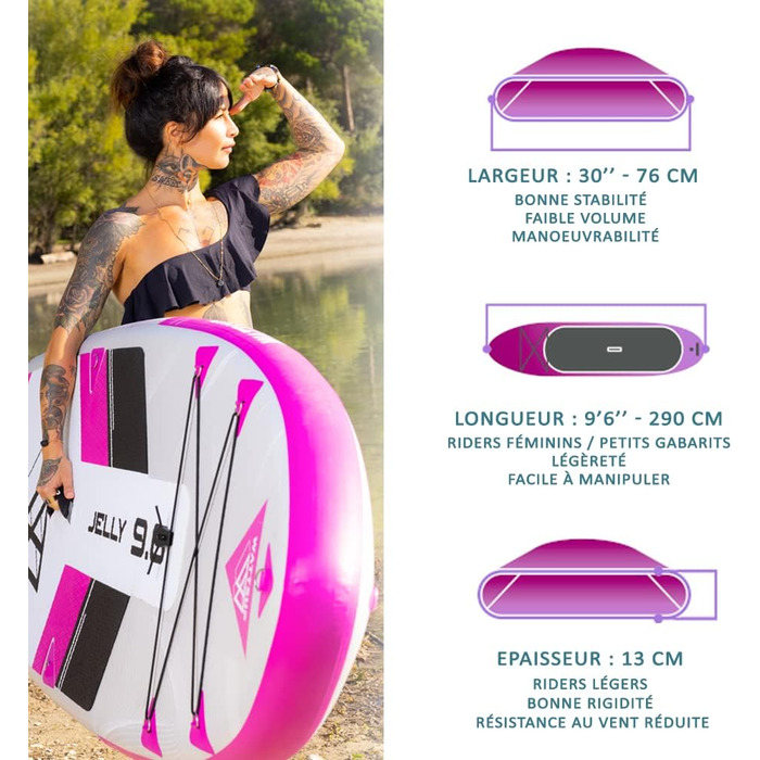 Надувна SUP-дошка Wattsup Jelly 9'6'' для жінок, різнокольорова