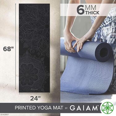 Килимок для йоги Gaiam - Преміум, товстий, 172x61 см, Midnight Mandala