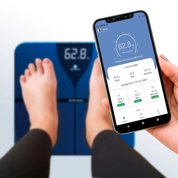 Цифрова вага для людей BAXTRAN з Bluetooth, аналізом жиру та додатком, смарт-вага, стильний дизайн, міцна електронна вага