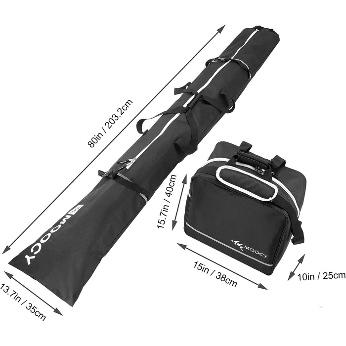 Комбінація сумки для лиж і черевиків MOOCY, регульована довжина, для дітей та дорослих, для авіаперельотів, снігового спорядження та аксесуарів