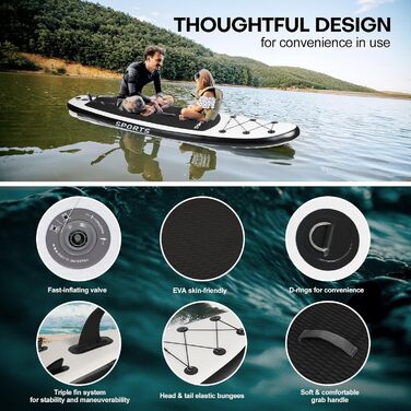 Надувна SUP-дошка Panana 305x76x15 см з преміум аксесуарами, комплект для серфінгу, регульоване весло, ультралегка, неслизька поверхня