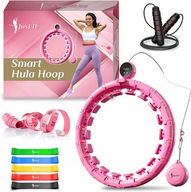 Переможець тесту Smart Hula Hoop тихий і поворотний з лічильником Хула-хуп з ваговим м'ячем Окружність 70-130см Шина Hullahub з м'ячем для веселих тренувань Хула-хуп дорослий рожевий