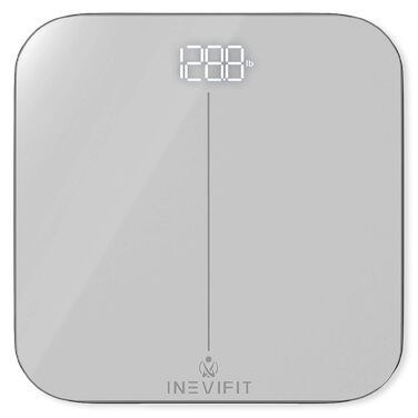 Цифрова вага INEVIFIT для людей, висока точність, велика платформа 28x28 см, срібляста, для кількох користувачів