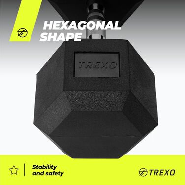 Гантель TREXO 2,5-35 кг Hexagon Чавун Ергономічна Стійка (32,5 кг)