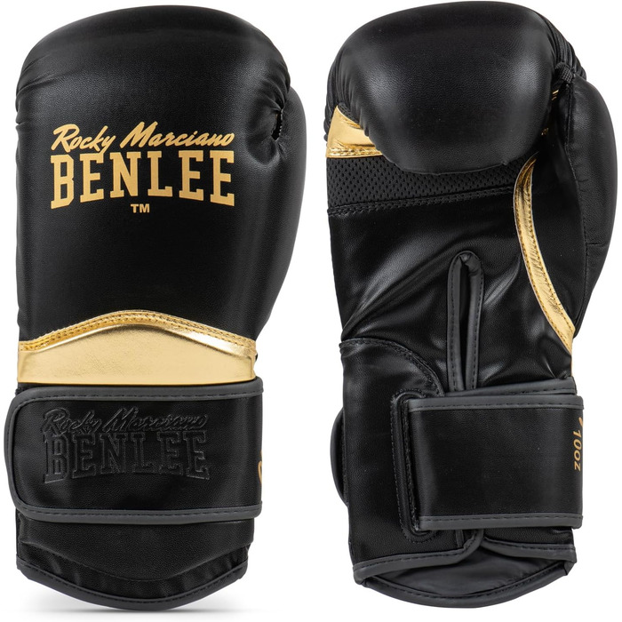 Боксерські рукавички BENLEE GLANCE 12 унцій, штучна шкіра, чорні/золоті