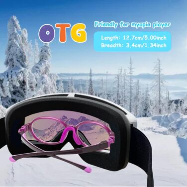 Окуляри лижні EXP VISION проти запотівання, захист UV OTG, рожевий