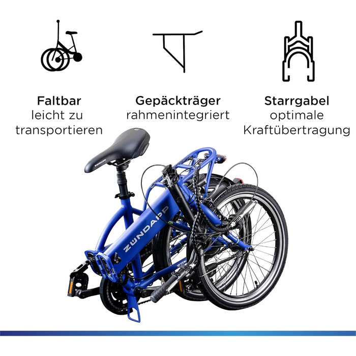 Електровелосипед  складаний Pedelec 6-швидкісний 150-180 см синій, 101 E-Bike 20