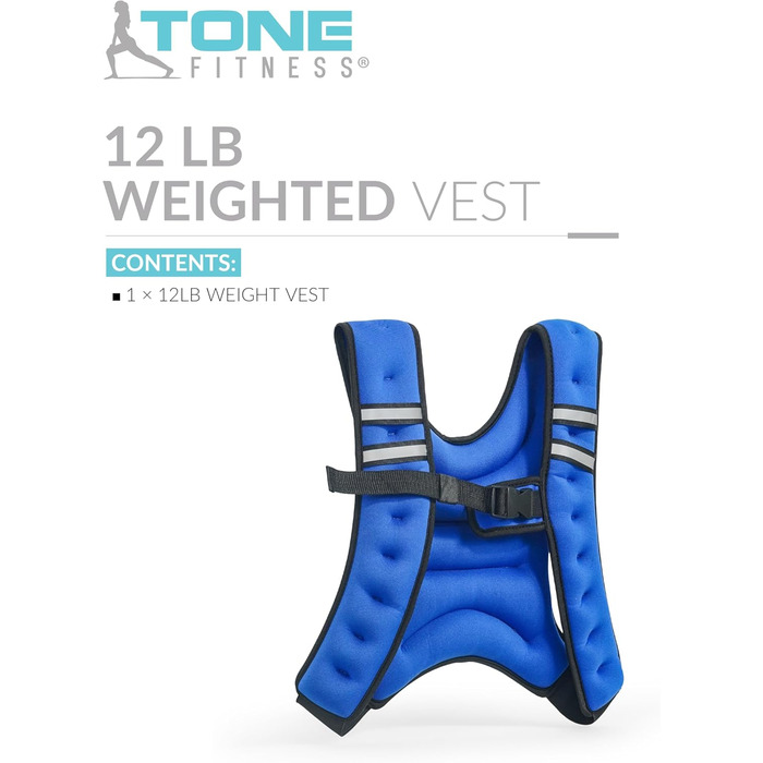 Жилет-обтяжувач Tone Fitness 5,4 кг, синій, для фітнесу