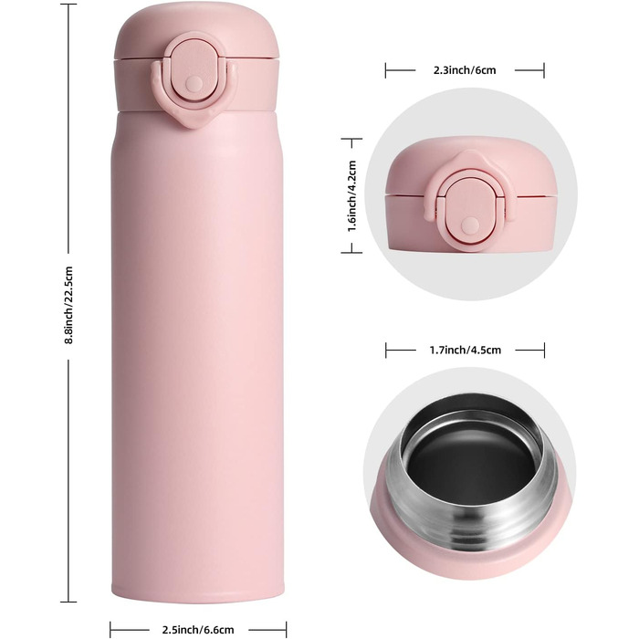 Термос Olerd Flask 2.5 л, 2 кружки, 24 год гарячий/холодний, рожевий