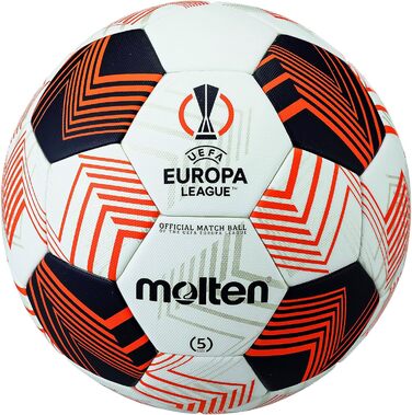 Офіційний футбольний м'яч Molten 5000 UEL UEFA Europa League, розмір 5, для підлітків та дорослих, Acentec, матова текстура, FIFA Quality Pro