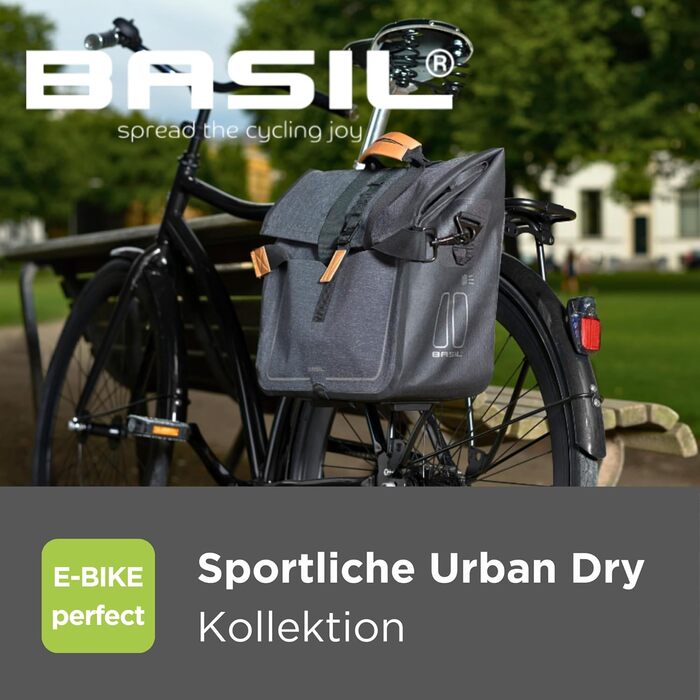 Велосумка Basil Urban Dry Business, унісекс, водонепроникна, для дорослих, 37x15x38 см, сірий