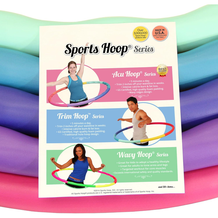 Схуднення 174 Серія ACU Hoop 3M 3,2 фунта (1,5 кг) середня, обтяжена фітнес-вправа Хула-хуп (DVD з тренуваннями в комплекті)