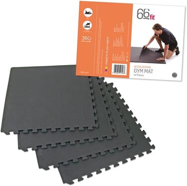 Пазлові EVA мати 66fit для дорослих, 4 шт., 60x60 см, 13 мм, чорні