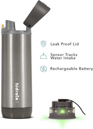 Розумна пляшка для води Hidrate Spark PRO з підсвіткою, відстеженням гідратації, 483 мл, нержавіюча сталь
