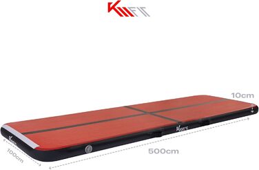 Килимок KM KM Fit Airtrack висотою 10 см Килимок для перекидання 3/4/5 м Надувний килимок для фітнесу Гімнастичний килимок в т.ч. Сумка для перенесення, електр. Набір повітряних насосів і фліків Стійкість до ультрафіолетового випромінювання Килимок для гі