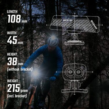 SIGMA Buster 1100 HL — велосипедна фара на шолом, 1100 люмен, акумуляторна, 5 режимів, швидке кріплення
