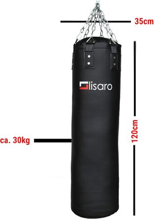 Груша боксерська Lisaro Premium наповнена/ненаповнена, 120x35CM, 30KG