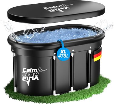 Купіль для крижаних ванн CalmMax XL з кришкою та надувним підголівником – складна ізольована ванна для дорослих, для дому та вулиці, для холодотерапії, айс-баня для спортсменів