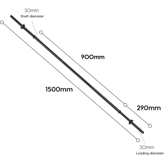 Штанга Vera - 120/150/200см, сталь 30мм, 70-90кг