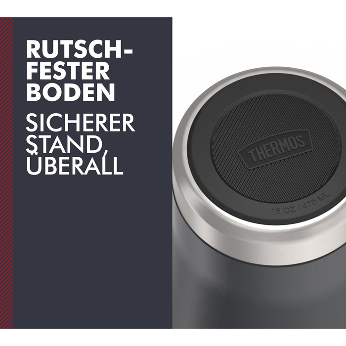 Термокружка Thermos ICON 470 мл, графітова, з нержавіючої сталі, ізотермічна, герметична, зберігає тепло 7 годин/холод 22 години, для кави, зручна для подорожей, BPA-free, можна мити в посудомийці