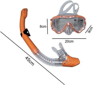 Набір трубок LOVIVER, Окуляри для дайвінгу, Маска для дайвінгу, Спорядження для дорослих, Ширококутне спорядження для підводного плавання, Маска для плавання для підводного фрідайвінгу Orange