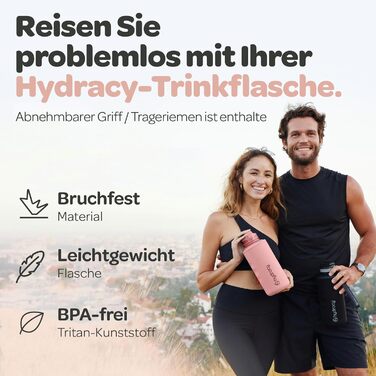 Пляшка для води Hydracy 2 л із трубочкою та часовою розміткою, спортивна, без BPA, герметична, не утворює конденсату, для спорту та активного відпочинку