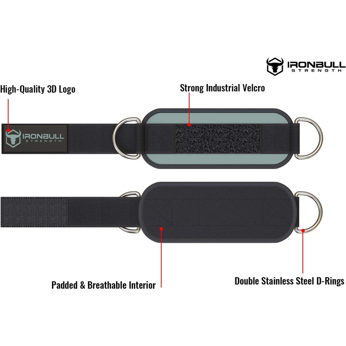 Ремені для щиколотки Iron Bull Strength - неопрен для ніг (сірий)