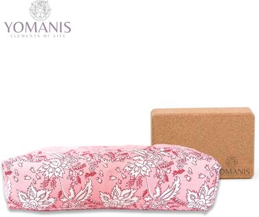 Подушка YOMANIS Balisa Travel Bolster Cushion 40x18x10см для йоги та медитації, наповнена бавовною, тверда та стабільна, сертифікована Social&Fair Natural & Organic Cotton Oeko-Tex. Ідеально підходить для йоги в дорозі Blossom Pink