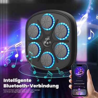 Музична боксерська машина з LED-підсвіткою, Bluetooth, 9 режимів швидкості та підрахунком ударів, електронний тренажер для дітей і дорослих, музичний бокс для дому та спортзалу