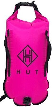 Сухий мішок HUT Premium Swim Buoy 20 л/28 л Буксирувальний поплавок і водонепроникний сухий мішок для плавців у відкритій воді, тріатлоністів Безпечний плавальний буй високої видимості Дві повітряні камери - будьте помічені Будь у безпеці (20 л) Великобри