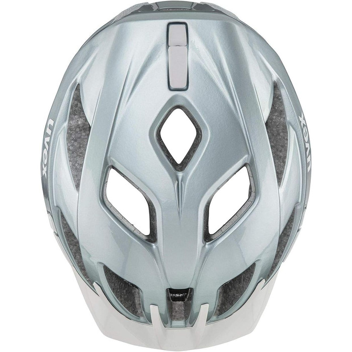 Велосипедний шолом uvex active для жінок і чоловіків, розмір 52-57 см, aqua white, регулювання розміру, можливість LED-підсвітки