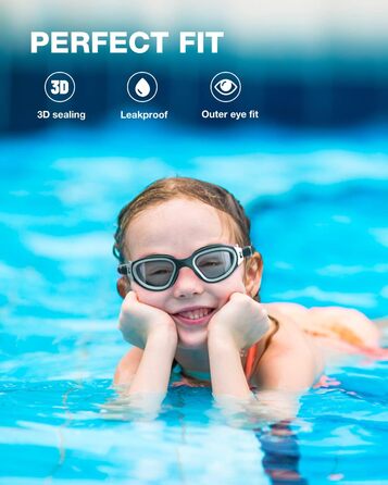 Окуляри для плавання ZIONOR Kids Swim Cap, Окуляри для плавання G1MINI Polarized Anti Fog із захистом від ультрафіолету для дівчаток і хлопчиків (8-14 років) (BlackWhite-Clear-No Polarized, чорна шапочка для плавання)