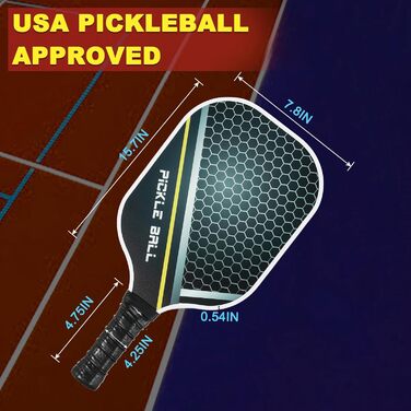 Графітова ракетка для піклболу, сертифікована USA Pickleball, з антиковзною та вологопоглинаючою ручкою, у комплекті з чохлом, Mesh