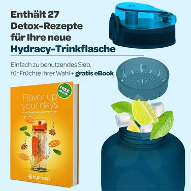 Пляшка для води Hydracy з фруктовим фільтром 2 л — BPA-free, з таймерами, герметична спортивна пляшка без конденсату для спорту та активного відпочинку