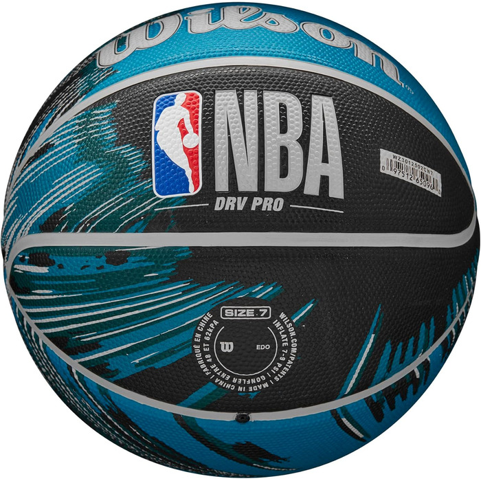 Баскетбольні м'ячі серії WILSON NBA DRV для приміщень та активного відпочинку (чорний/синій, розмір 7 - 29,5')