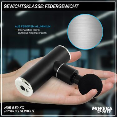 Спортивний масажний пістолет Miweba MM100 Wave Massager - Масажний пістолет - Пістолет для масажу м'язів - РК-сенсорний дисплей - плавний пуск - 6 насадок - 10 рівнів вібрації - Fitgun (MM100 чорний/золотий) (mm10 Black)