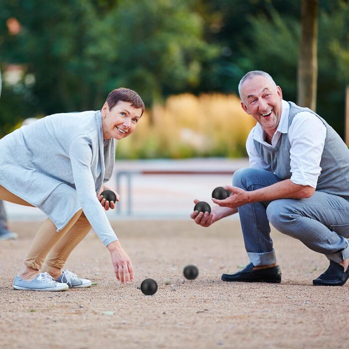 Набір Relaxdays Boule 8 металевих куль, м'яч-мішень, вимірювач, чорний