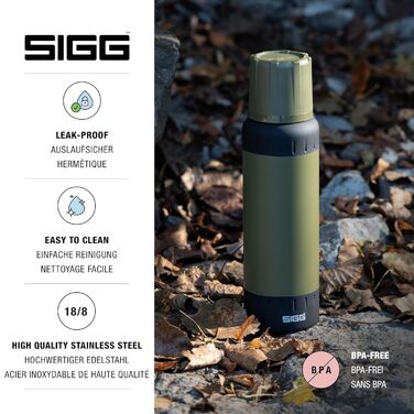 Термос SIGG Alpine Star 0.75 л – ізольована пляшка для напоїв, нержавіюча сталь 18/8, зелений, утримує тепло 20 годин, холод 72 години, для кемпінгу та подорожей, з чашкою, герметичний, без BPA