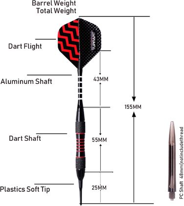 Набір дартс Turnart 9 шт. 18г з аксесуарами для електронного дартсу