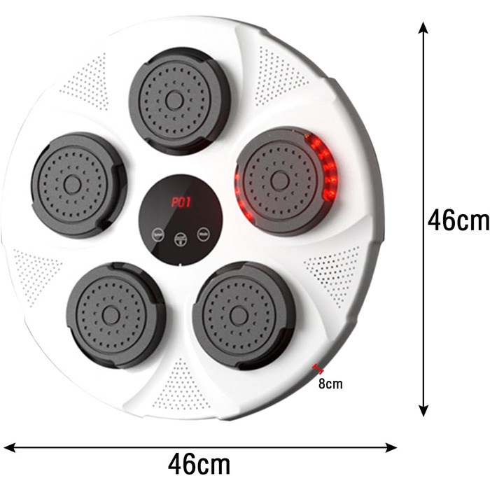 Музична боксерська машина TAZZOR Інтелектуальна музична боксерська машина Bluetooth Боксерський автомат зі світлодіодом, Боксерська тренувальна машина USB Акумуляторна боксерська машина для тренування спритності Настінний боксерський тренажер білий