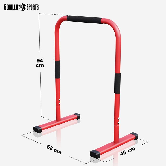 Набір Dip Bar GORILLA SPORTS, 68x45x94 см, до 200 кг, сталь, не ковзає