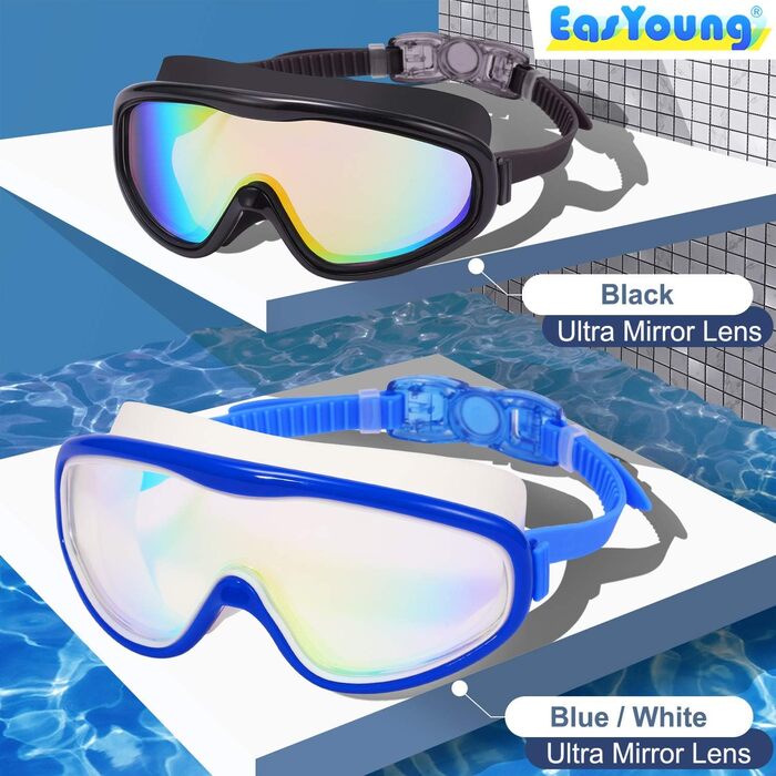 Плавальні окуляри EasYoung для дорослих, антифог, UV-захист, для чоловіків, жінок і підлітків, далекозорість, 2 шт, від 15 років