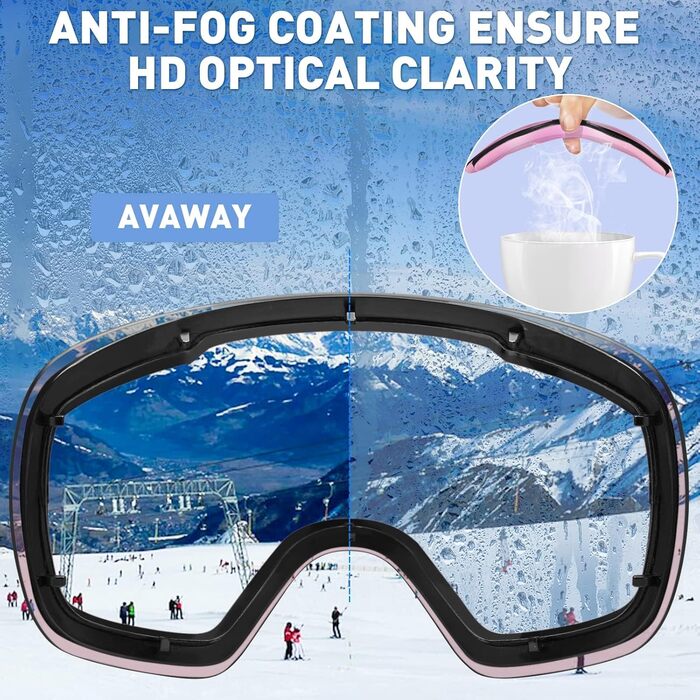 Окуляри гірськолижні AVAWAY Magnet Change OTG Anti-Fog Рожевий