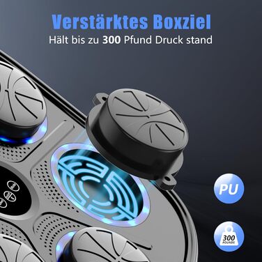Buba Toys музичний бокс-машина з боксерськими рукавичками, настінний LED Bluetooth тренажер для дому, заряджається, для тренування рефлексів і координації рук і очей