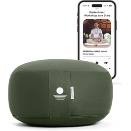 Подушка для медитації Inner Peace Yoga Cushion виготовлена зі 100 органічної бавовни та з органічним наповнювачем зі спельти Подушка для йоги кругла, Подушка для сидіння для йоги, Подушка для медитації подушки для йоги, Подушка для сидіння для йоги, Подушка для медитації Forest Green