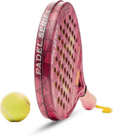 СЕРІЯ PADEL Серія SPIN ABS і полікарбонатна ракетка Padel Максимальна продуктивність завдяки інноваційним, нековзним прогумованим бічним сторонам Червона ракетка тверда, синя ракетка м'яка, ракетка фуксія екстра м'яка