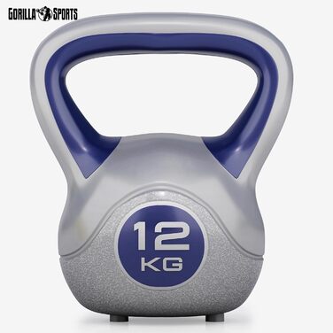 Кетлбел GORILLA SPORTS® з пластику, 2-20 кг, одинарний або набір, гиря для фітнесу, тренувань, силових вправ