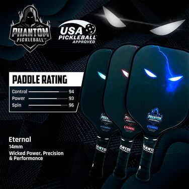 Ракетка для піклболу Phantom Eternal 14мм T700 Carbon Pickleball, схвалено США