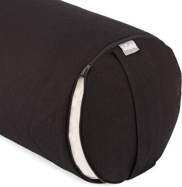 Рулон Bodhi Yoga Bolster Ø 22 см Рулет для йоги з органічною начинкою зі спельти Подушки для йоги для відновлювальної та інь-йоги Бавовняний чохол, який можна прати Подушка для пілатесу з ременем для перенесення (чорна)